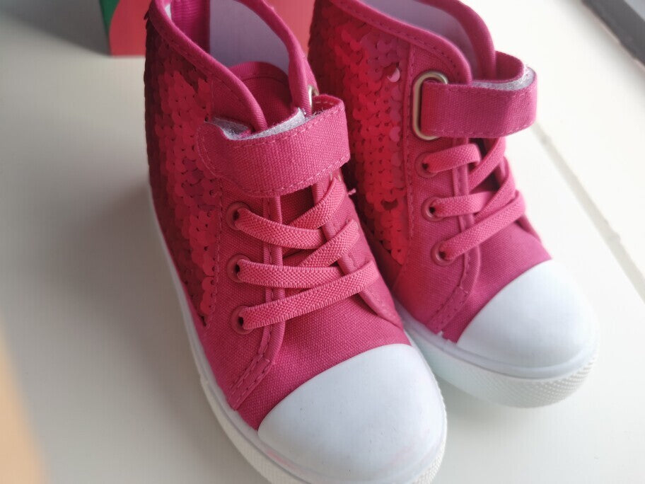 Girl's High Top Sequin Canvas Sneaker (3 Color Options) | 2-4 Week TAT