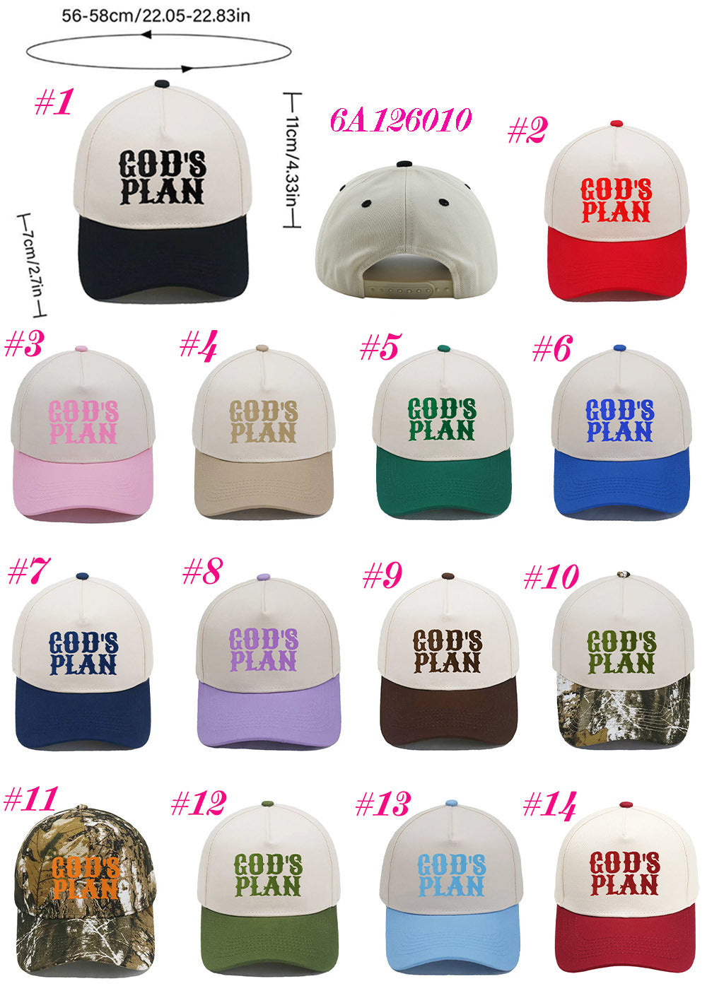 Embroidered GOD'S PLAN Snap Back Hat (14 Colors) | 2-4 Week TAT