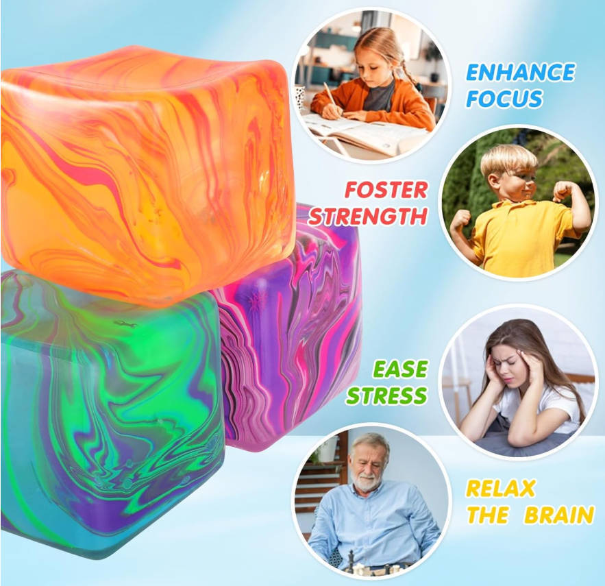 🧊 Marbled Squishy Cube Stress Toy | 3-4 Week TAT