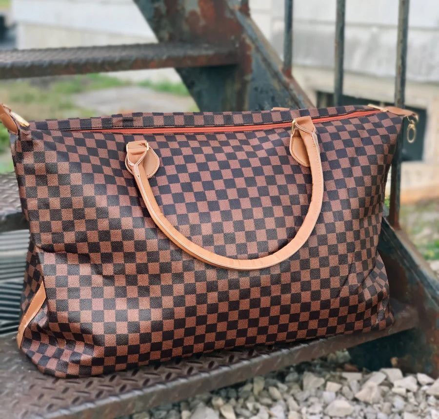 Faux Leather Checkered Weekender - 3 Colors | 2-4 Week TAT