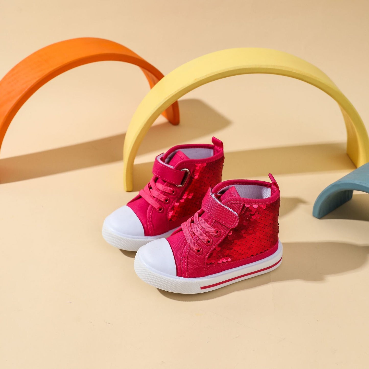 Girl's High Top Sequin Canvas Sneaker (3 Color Options) | 2-4 Week TAT