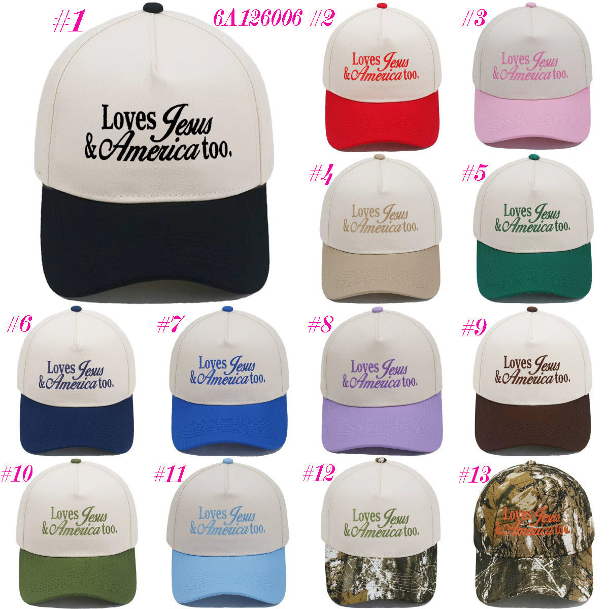 Embroidered Loves Jesus & America Too Snap Back Hat (13 Colors) | 2-4 Week TAT