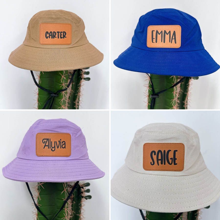 🧢 Adjustable Kids Bucket Hats (Custom Leather Patch!) 20 Colors | 3-4 Week TAT