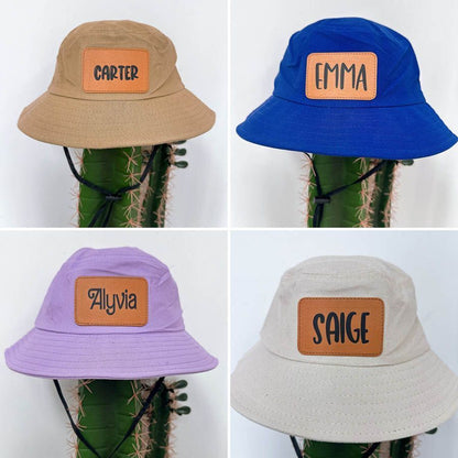 🧢 Adjustable Kids Bucket Hats (Custom Leather Patch!) 20 Colors | 3-4 Week TAT
