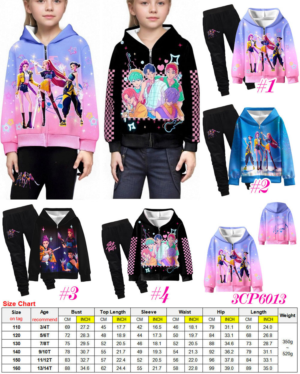 K-POP DEMON HUNTER Jogger + Zip-Up Jacket Set - 4 Set Options | 2-4 Week TAT