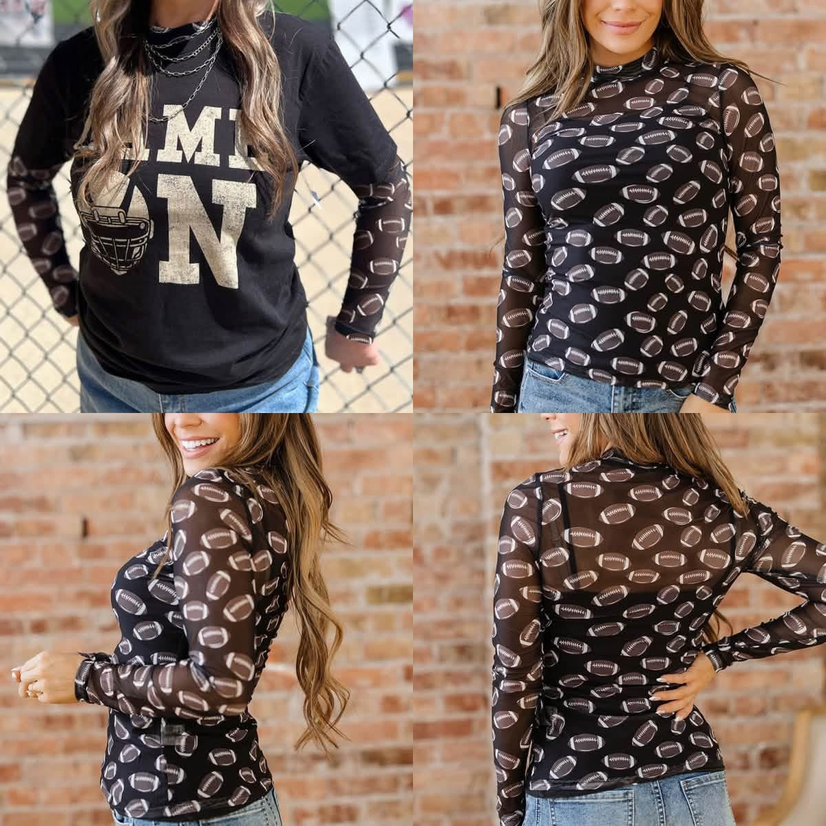 🏈✨Women’s Sheer Mesh Football Undershirt | Lightweight Long Sleeve Layering Top🏈✨