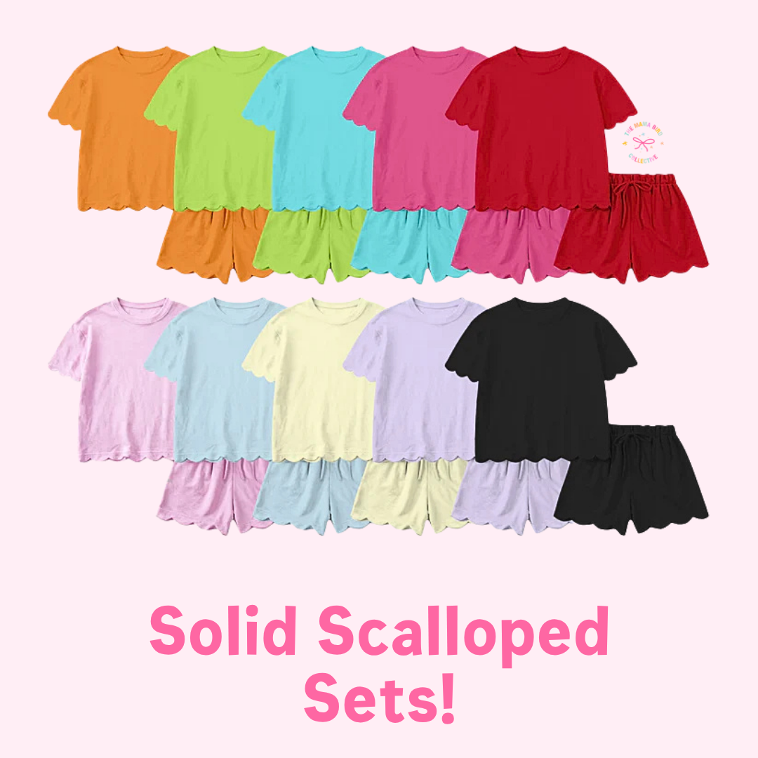 🌸 Solid Scalloped Sets ✨ | 3-6M–14/16T | 1-2 WEEK TAT 💗