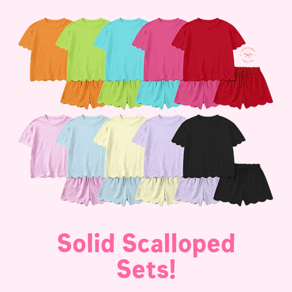🌸 Solid Scalloped Sets ✨ | 3-6M–14/16T | 1-2 WEEK TAT 💗