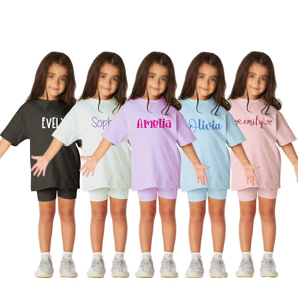 🧸✨ Custom Kids Oversized Tee & Biker Short Set ✨👟 | 3-4 Week TAT