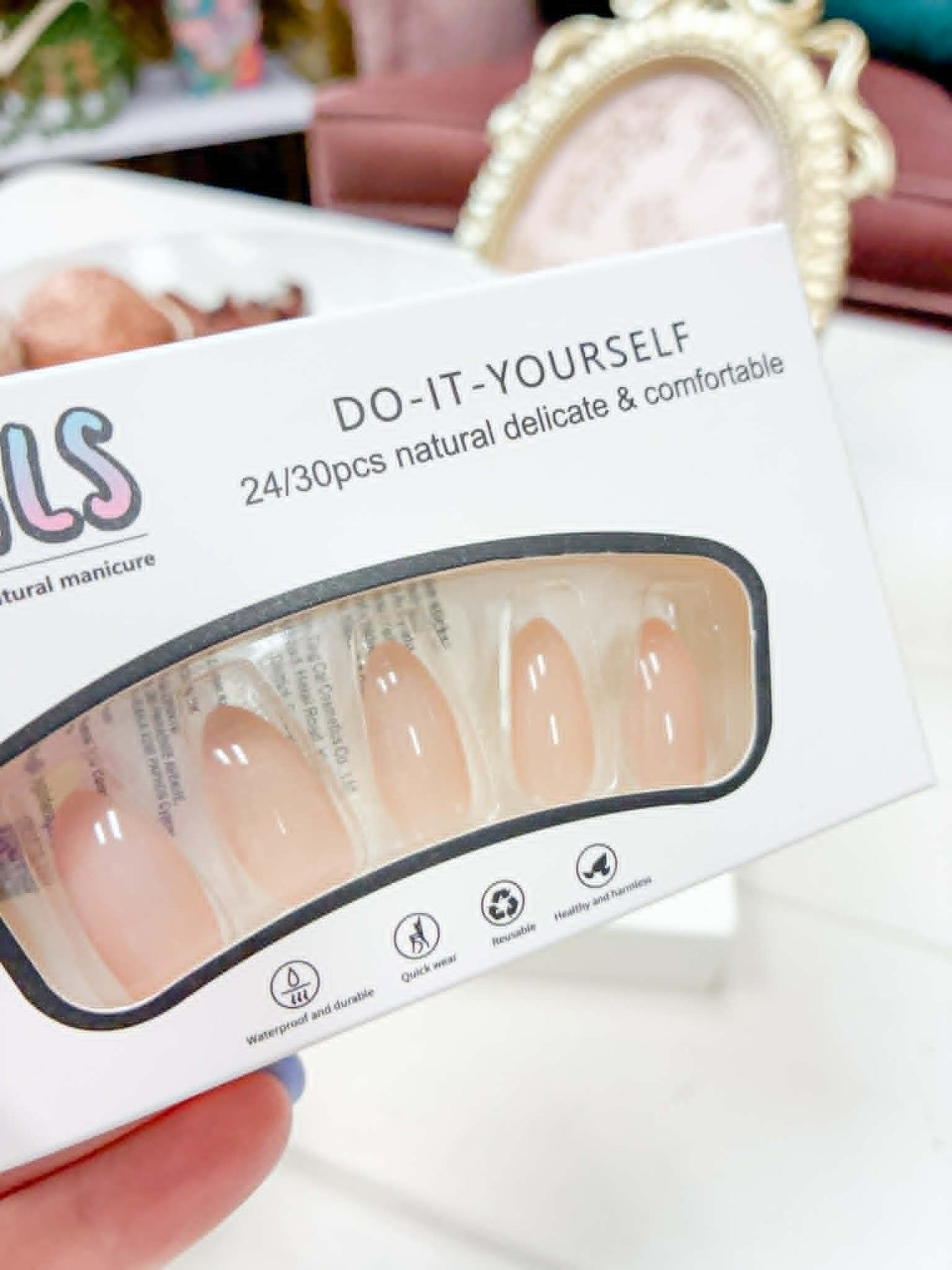 Sheer Beige Almond Shaped Press On Nails - 24 Pieces with Glue! IN STOCK/READY TO SHIP!