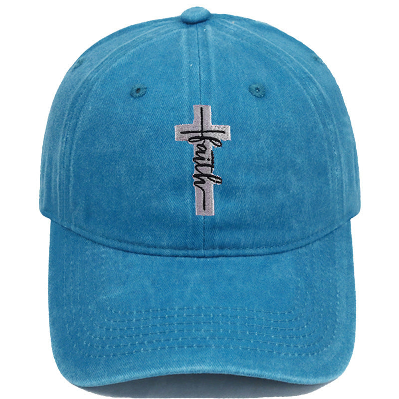 Embroidered Cross Faith Acid Washed Adjustable Back Hat (18 colors!) | 2-4 Week TAT