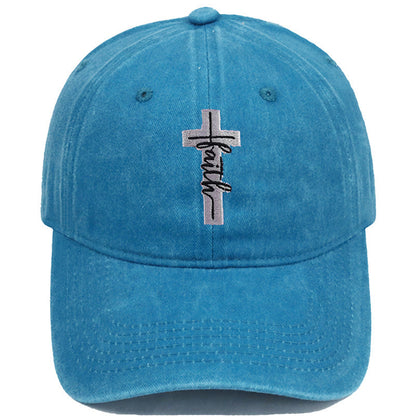 Embroidered Cross Faith Acid Washed Adjustable Back Hat (18 colors!) | 2-4 Week TAT