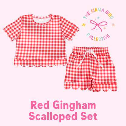 🌸 Darling Gingham Scalloped Sets ✨ | 3-6M–14/16T | 1-2 WEEK TAT 💗