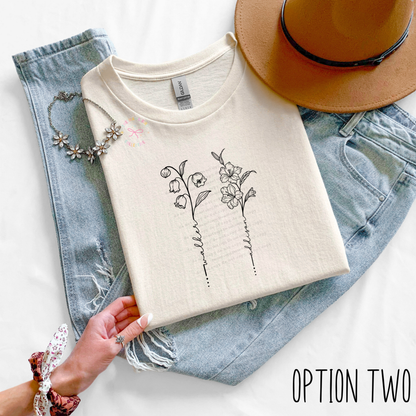 💐✨ Custom Birth Flower Tees + Personalized Options | 14 BUSINESS DAY TAT