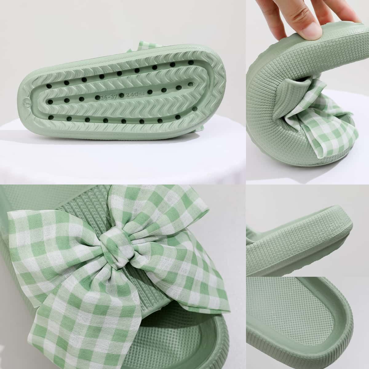 Gingham Checkered Bow Slides | 2-4 Week TAT