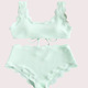 Women Adjustable Back Ribbed Scalloped High Waist Bikini Set (Ten Colors) | 2-4 Week TAT
