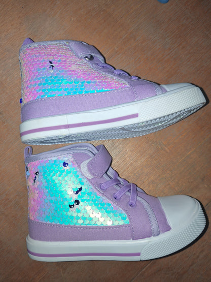 Girl's High Top Sequin Canvas Sneaker (3 Color Options) | 2-4 Week TAT
