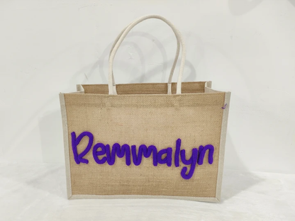 Personalized Burlap Beach Tote Bag | (3-4 Week TAT)