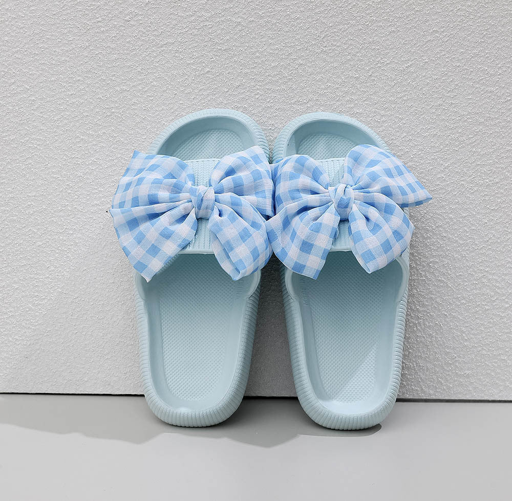 Gingham Checkered Bow Slides | 2-4 Week TAT