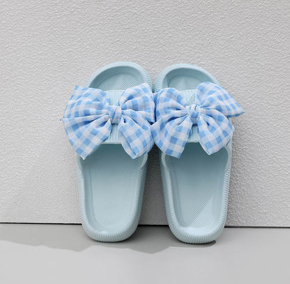 Gingham Checkered Bow Slides | 2-4 Week TAT