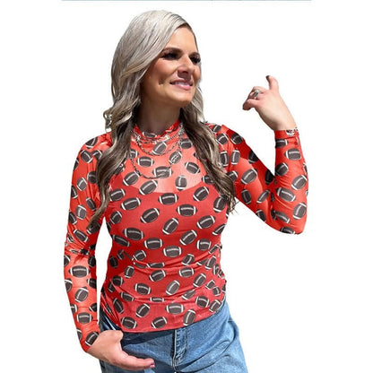 🏈✨Women’s Sheer Mesh Football Undershirt | Lightweight Long Sleeve Layering Top🏈✨