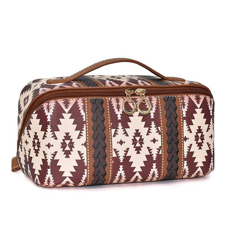 Aztec Faux Leather Makeup Pouch