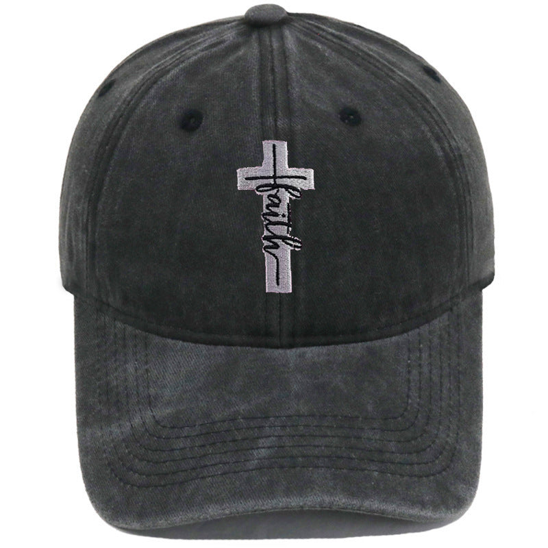 Embroidered Cross Faith Acid Washed Adjustable Back Hat (18 colors!) | 2-4 Week TAT
