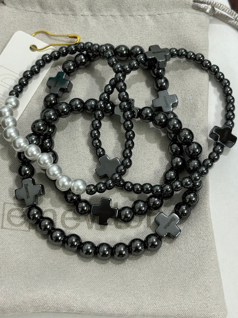 Inspired Hematite Cross Bracelet Set (Set of 4), Black or Gold | 2-4 Week TAT