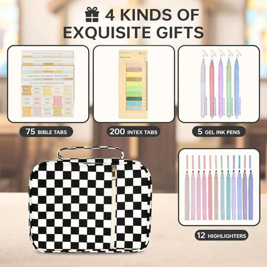 Corduroy Checkered Bible Case Organizer Sets, 4 Colors | 2-4 Week TAT