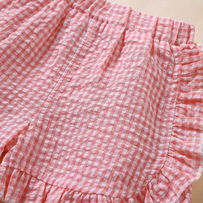 Toddler Girls Gingham Ruffle Shorts (5 Color Options) | 2-4 Week TAT
