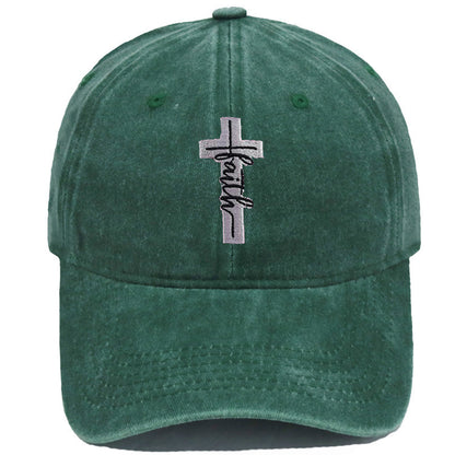 Embroidered Cross Faith Acid Washed Adjustable Back Hat (18 colors!) | 2-4 Week TAT