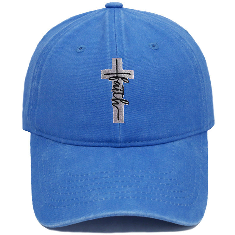 Embroidered Cross Faith Acid Washed Adjustable Back Hat (18 colors!) | 2-4 Week TAT
