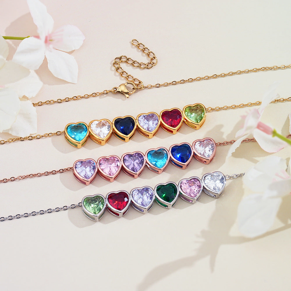 Personalized Heart Birthstone Necklace, Gold, Silver, or Rose Gold | 2-4 Week TAT