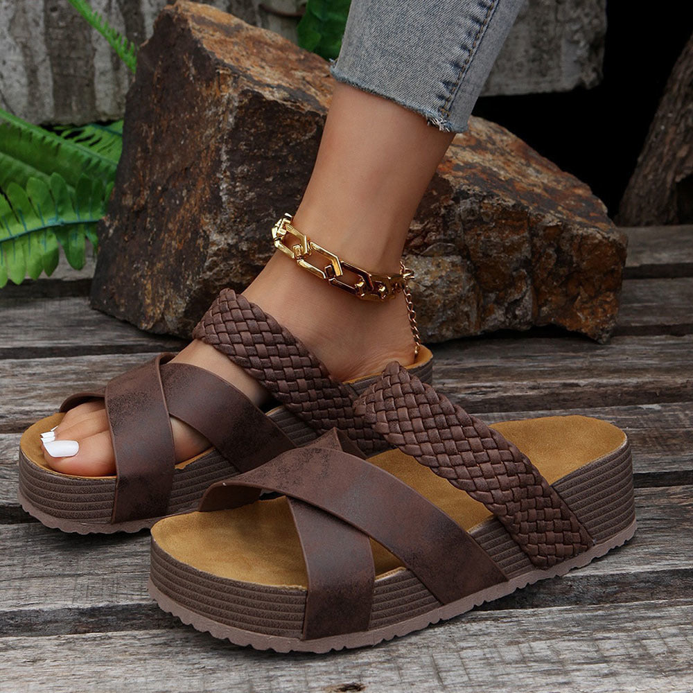 👡☀️ Women’s Crossband Platform Slide Sandals FIVE COLOR OPTIONS + Sizes EUR 35-43 | 3-4 WEEK TAT