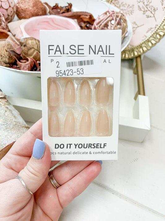 Sheer Neutral Almond Shaped Press On Nails - 24 Pieces with Glue! IN STOCK/READY TO SHIP!