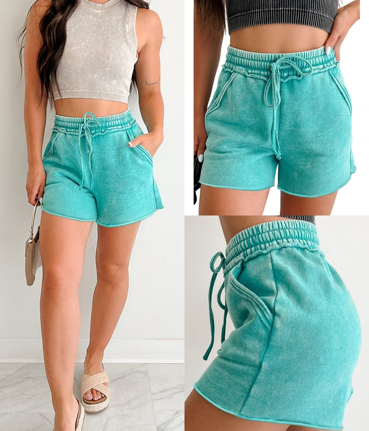 Mineral Wash Lounge Shorts (Pink, Blue, or Teal) Sizes S-XL | 3-4 Week TAT