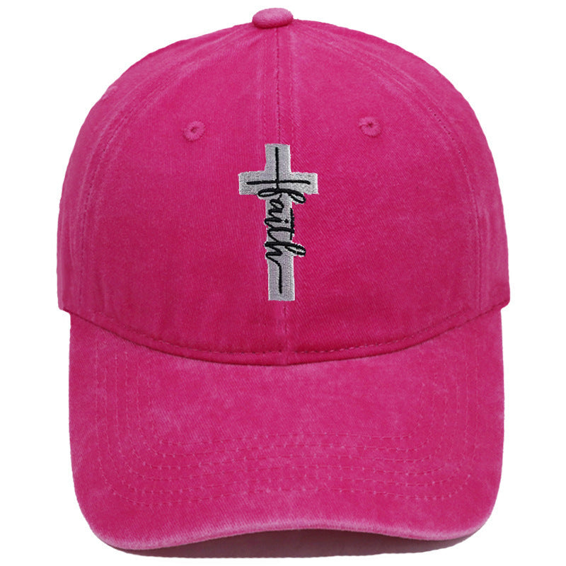 Embroidered Cross Faith Acid Washed Adjustable Back Hat (18 colors!) | 2-4 Week TAT