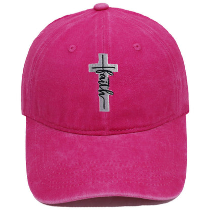 Embroidered Cross Faith Acid Washed Adjustable Back Hat (18 colors!) | 2-4 Week TAT