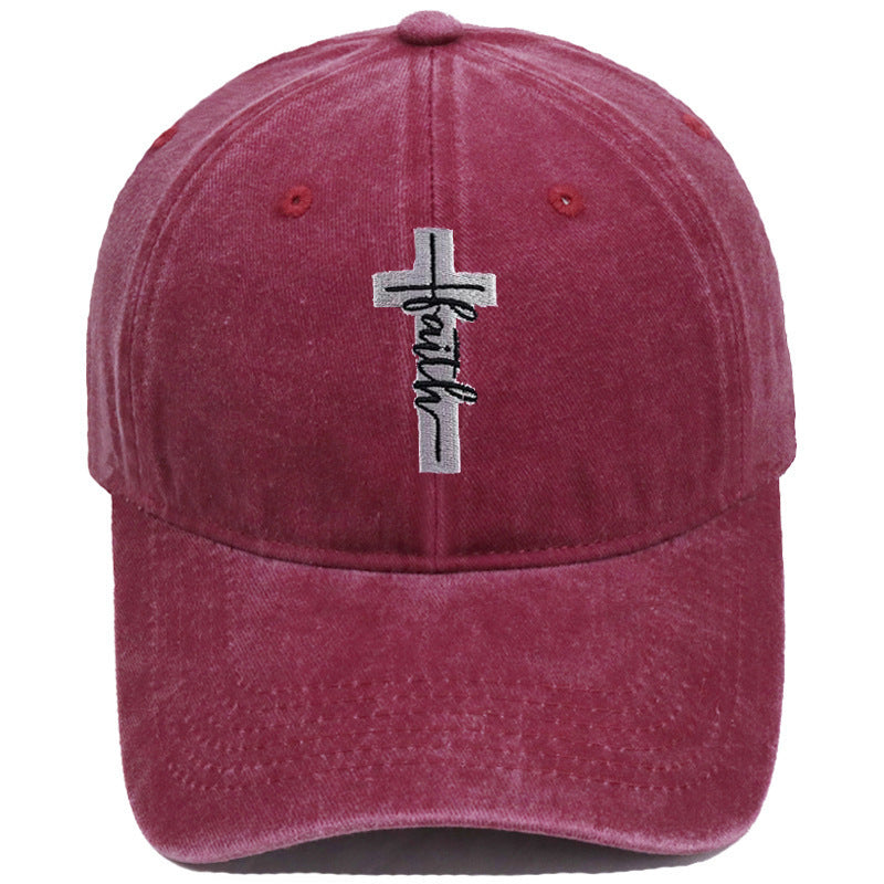 Embroidered Cross Faith Acid Washed Adjustable Back Hat (18 colors!) | 2-4 Week TAT