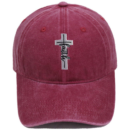 Embroidered Cross Faith Acid Washed Adjustable Back Hat (18 colors!) | 2-4 Week TAT