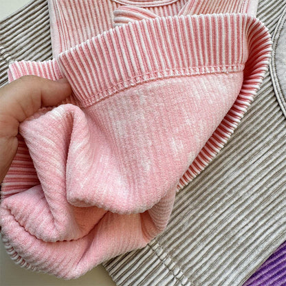 Acid Washed Knitted Ribbed Cropped Racer Tank (11 Color Options) | 2-4 Week TAT