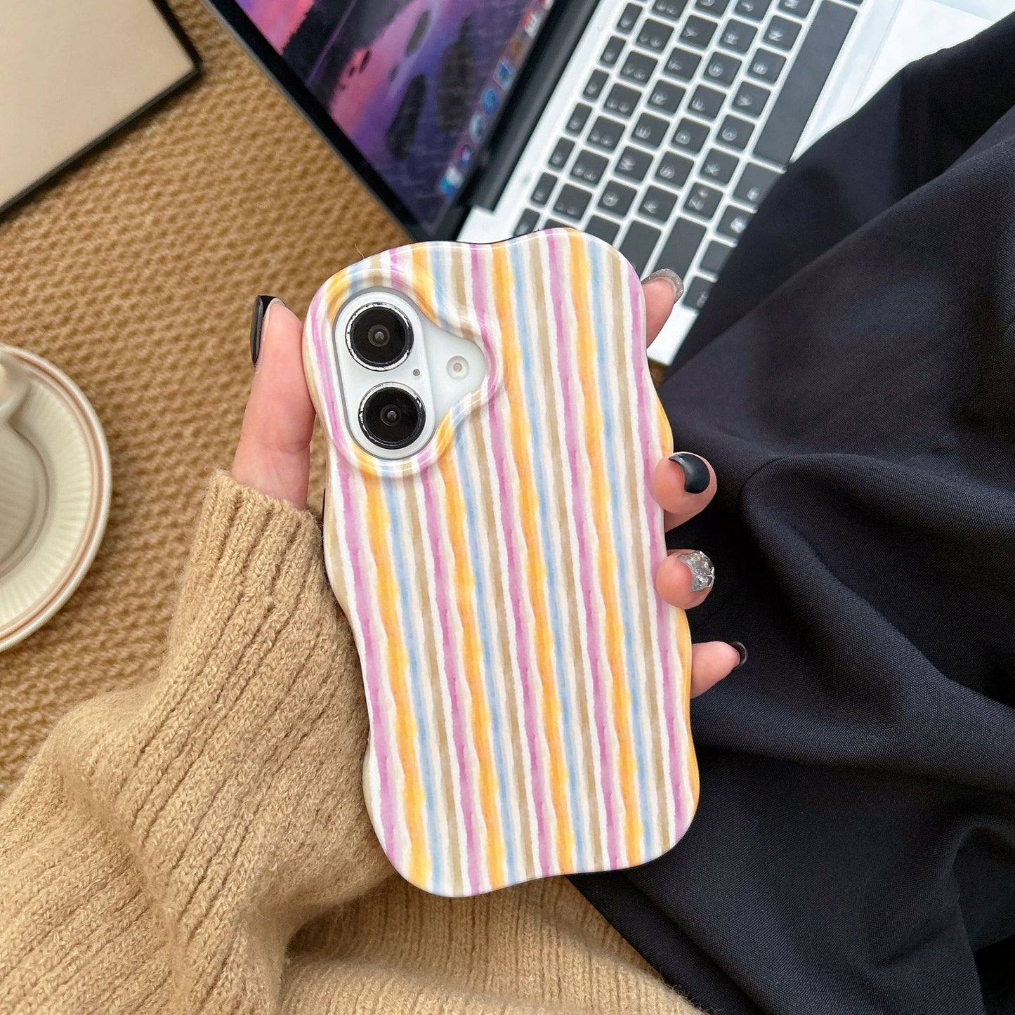 📱🌊 Striped Wave Protective iPhone Case | iPhone 13–17 Models | 5 Colors | 3–4 Week TAT