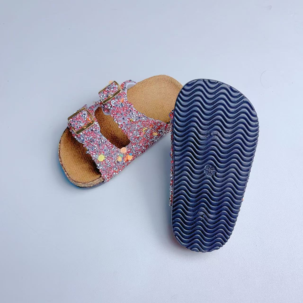 ✨ GIRLS’ GLITTER VELCRO CORK SOLE SANDALS ✨ SIZES 7/8C to 3/4Y | 3-4 WEEK TAT