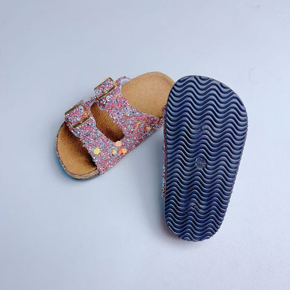 ✨ GIRLS’ GLITTER VELCRO CORK SOLE SANDALS ✨ SIZES 7/8C to 3/4Y | 3-4 WEEK TAT