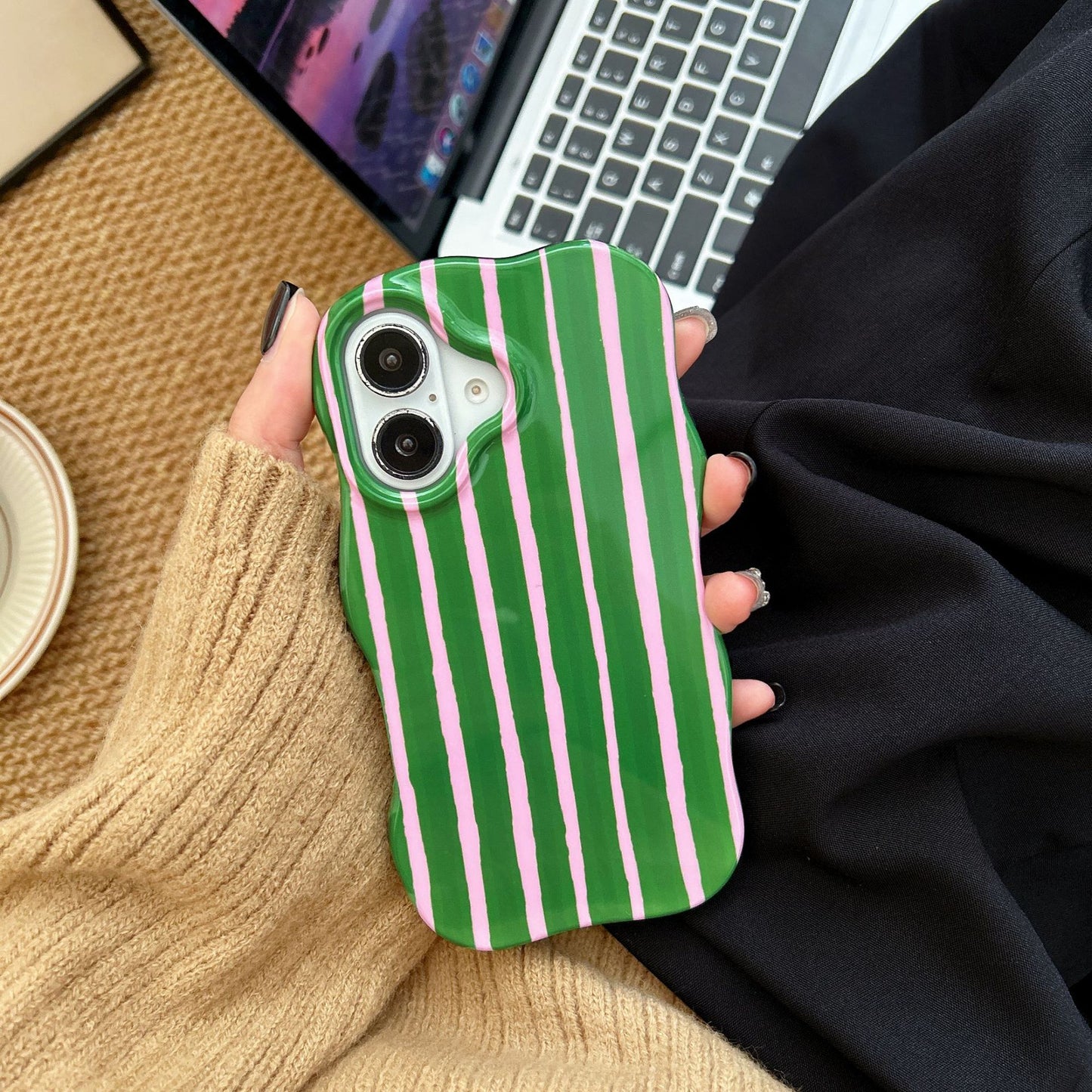📱🌊 Striped Wave Protective iPhone Case | iPhone 13–17 Models | 5 Colors | 3–4 Week TAT