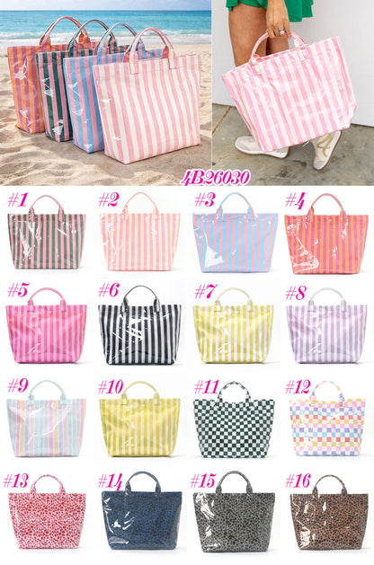 ☀️ Striped Summer PVC Tote Bag - 16 Colors/Print Options! | 3-4 Week TAT