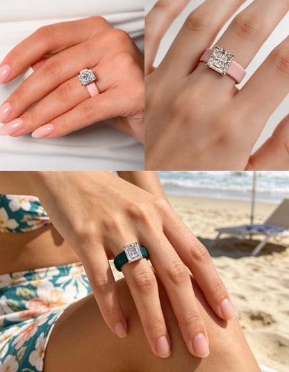 💍✨Viral Silicone Statement Rings | 7 Stone Shapes & 5 Band Colors | Sizes 5-10 | 3-4 Week TAT