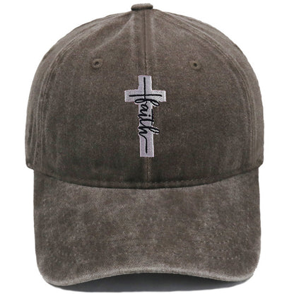 Embroidered Cross Faith Acid Washed Adjustable Back Hat (18 colors!) | 2-4 Week TAT