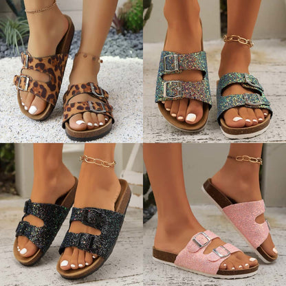 ✨ Cork Footbed Shimmer Sandals 👡 FIVE COLORS! Sizes EUR 35–44 | 3-4 Week TAT