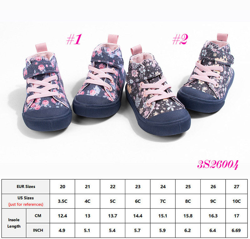Toddler Girl Purple Floral Canvas High Top Sneaker | 2-4 Week TAT